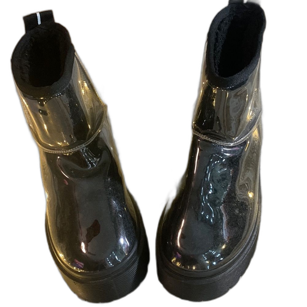 Steve Madden Black Rubber Boots, Size 61/2